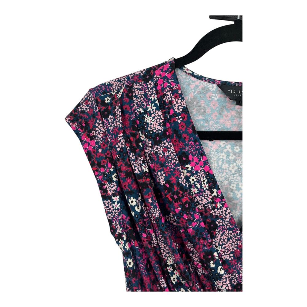 Ted Baker Dress Maggeyi Floral wrap front jersey size 1 (US 4) - Picture 3 of 9